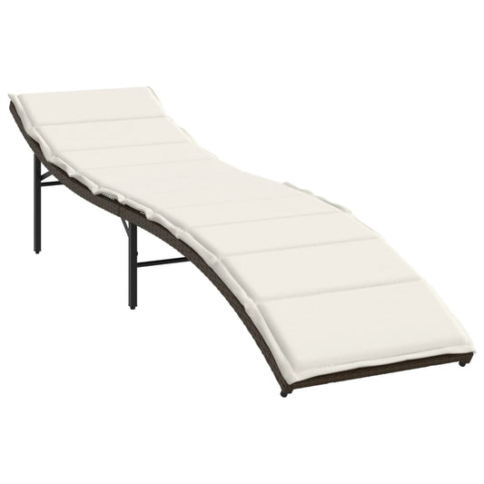 vidaXL Ξαπλώστρα Καφέ 55x199x50 εκ. από Συνθετικό Ρατάν με Μαξιλάρι