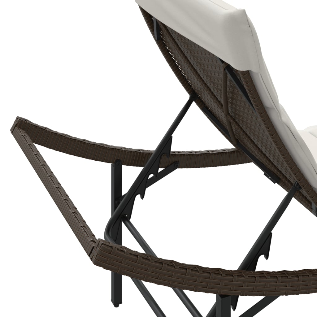 vidaXL Ξαπλώστρα Καφέ 55x199x50 εκ. από Συνθετικό Ρατάν με Μαξιλάρι