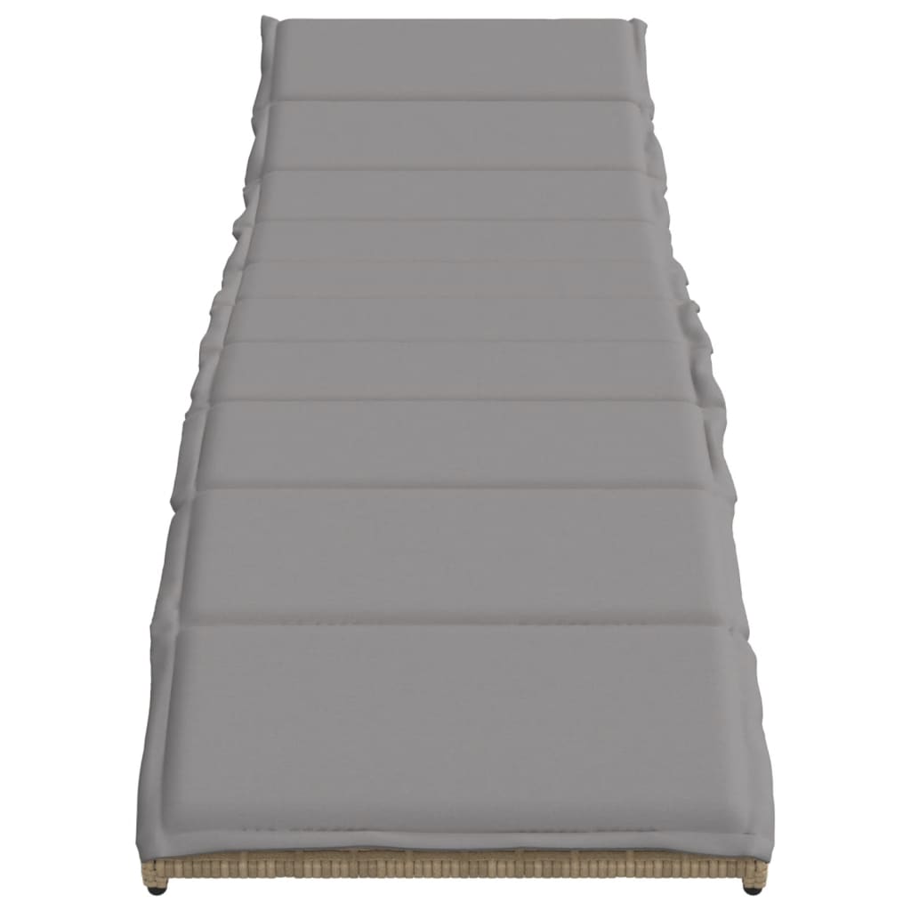 vidaXL Ξαπλώστρα Μπεζ 55x199x50 εκ. από Συνθετικό Ρατάν με Μαξιλάρι