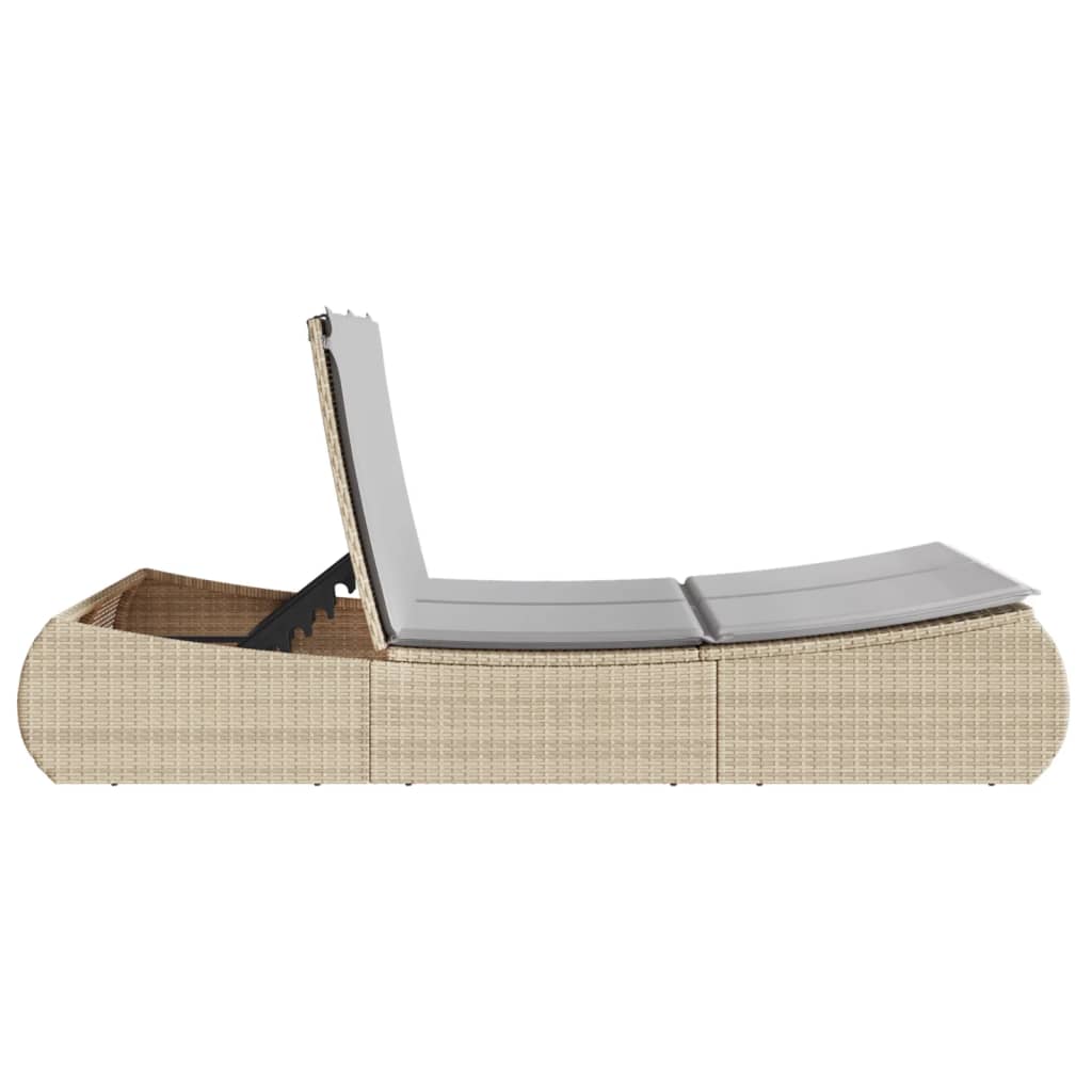 vidaXL Ξαπλώστρα Διπλή Μπεζ από Συνθετικό Ρατάν με Μαξιλάρια