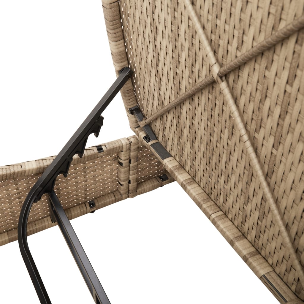 vidaXL Ξαπλώστρα Διπλή Μπεζ από Συνθετικό Ρατάν με Μαξιλάρια