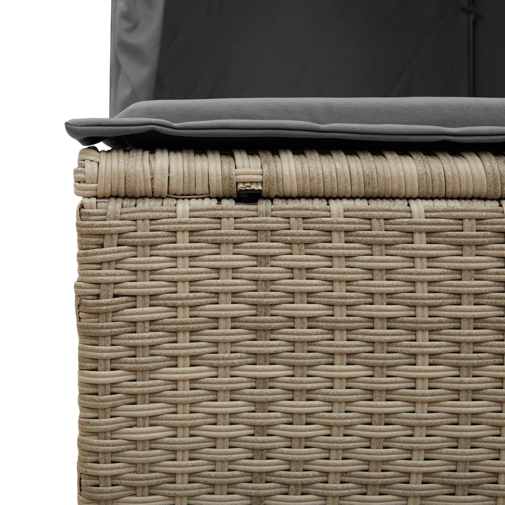 vidaXL Ξαπλώστρα Διπλή Αν. Γκρι Συνθετικό Ρατάν Σκίαστρο και Μαξιλάρια