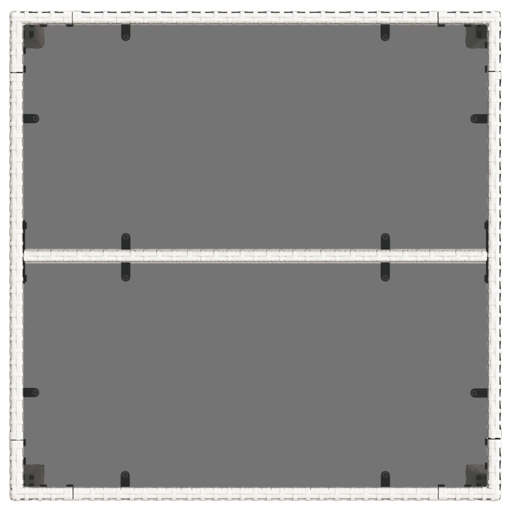 vidaXL Τραπέζι Κήπου Γυάλινη Επιφάνεια Λευκό 90x90x75 εκ. Συνθ. Ρατάν