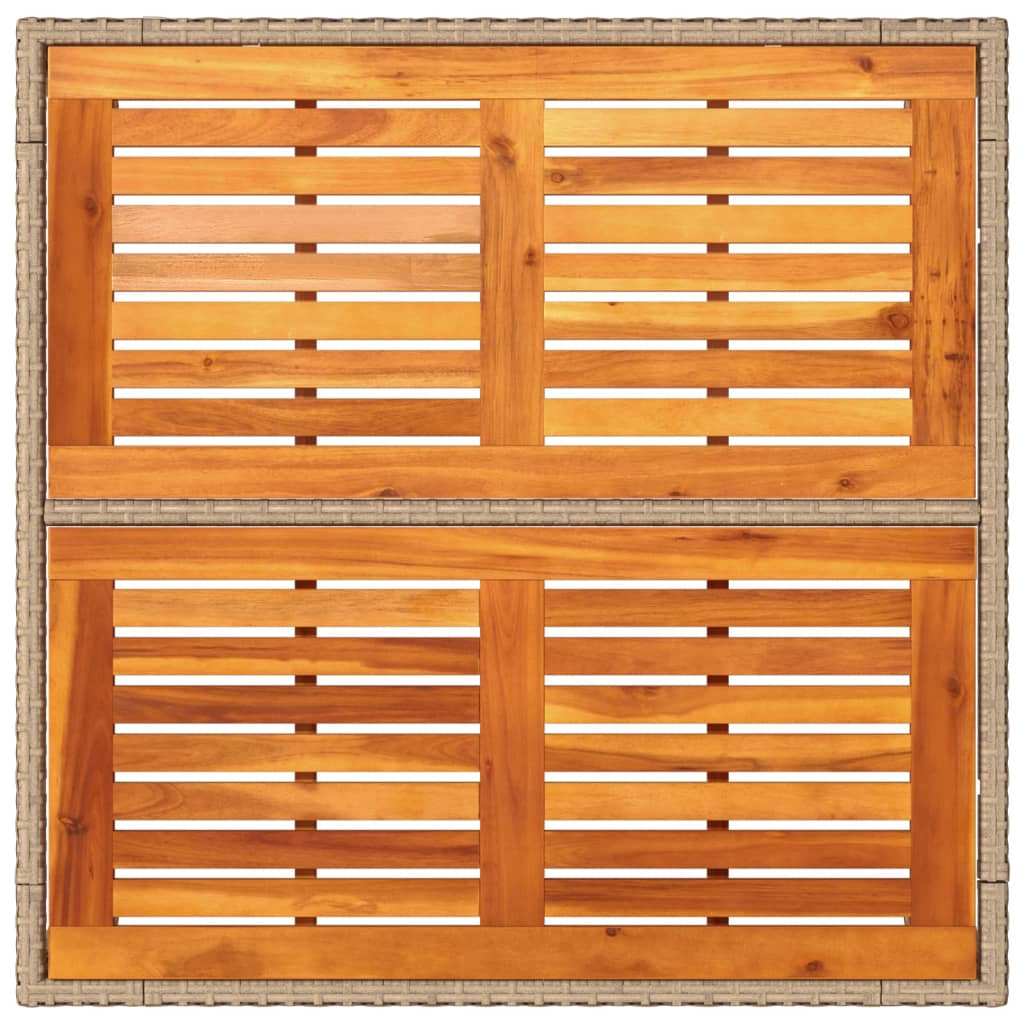 vidaXL Τραπέζι Κήπου Μπεζ 90x90x75 εκ. Συνθετικό Ρατάν / Ξύλο Ακακίας