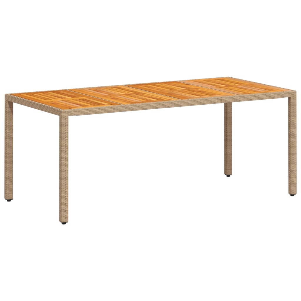 vidaXL Τραπέζι Κήπου Μπεζ 190x90x75εκ. Συνθετικό Ρατάν / Ξύλο Ακακίας