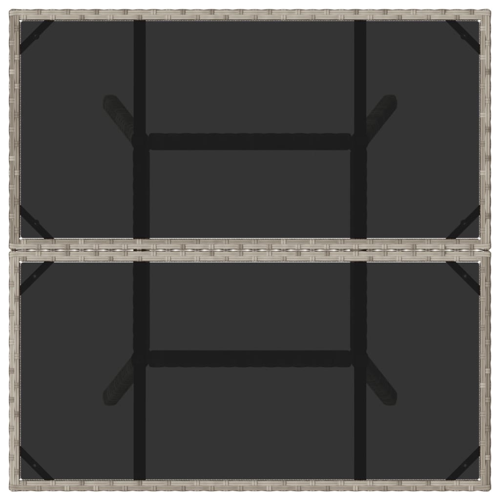 vidaXL Τραπέζι Κήπου με Γυάλινη Επιφάνεια Αν. Γκρι 80x80x75 εκ Ρατάν