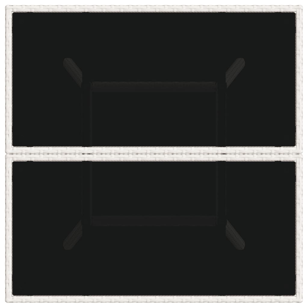 vidaXL Τραπέζι Κήπου Γυάλινη Επιφάνεια Λευκό 80x80x75 εκ. Συνθ. Ρατάν