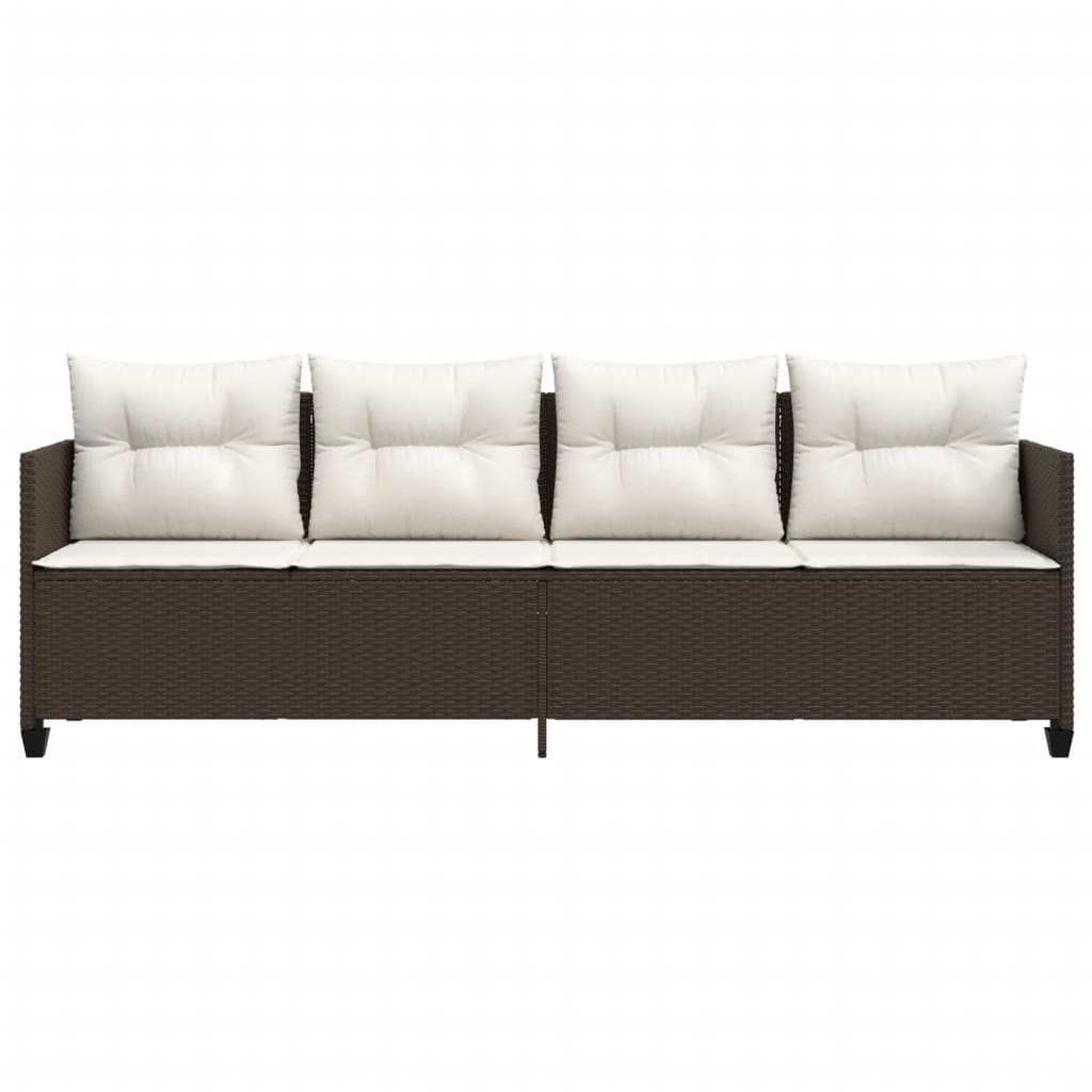 vidaXL Ξαπλώστρα Καφέ από Συνθετικό Ρατάν με Μαξιλάρια