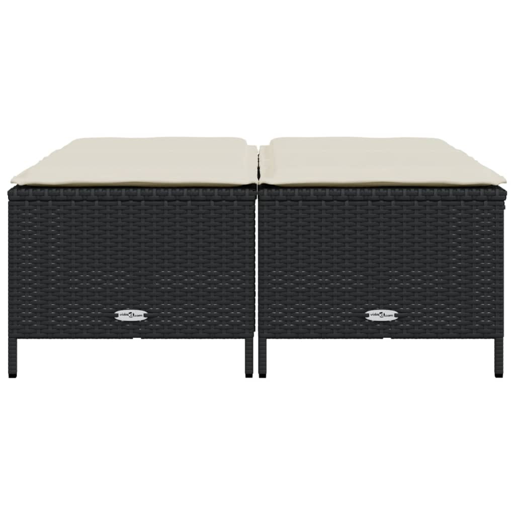 vidaXL Σκαμπό Κήπου 4 τεμ. Μαύρα από Συνθετικό Ρατάν με Μαξιλάρια