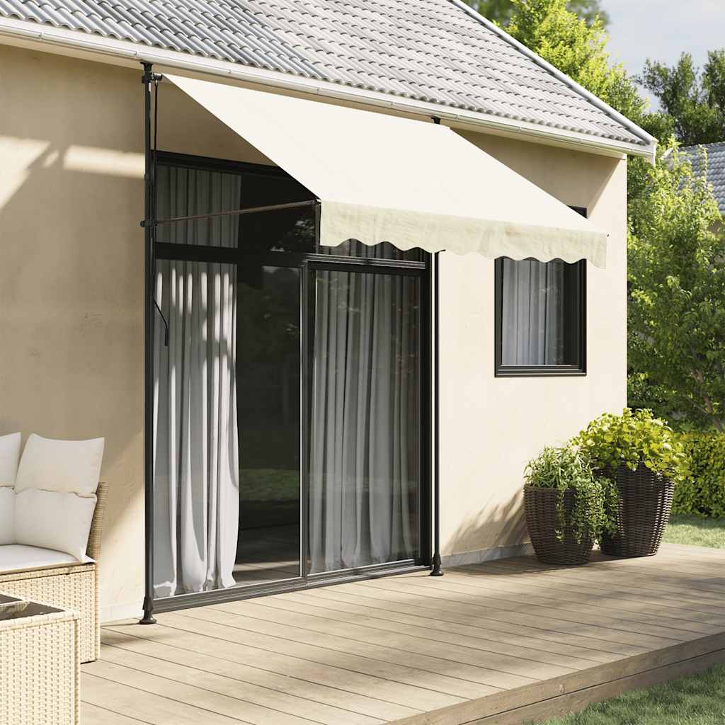 vidaXL Τέντα Συρόμενη Κρεμ 250 x 150 εκ. από Ύφασμα και Ατσάλι