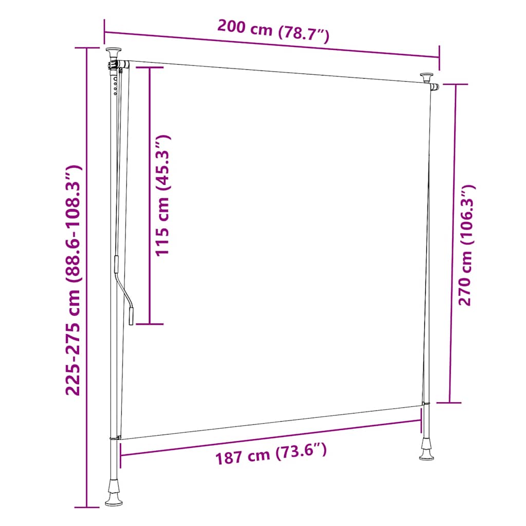 vidaXL Στόρι Σκίασης Ρόλερ Εξ.Χώρου Μπλε/Λευκό 200x270εκ Ύφασμα/Ατσάλι