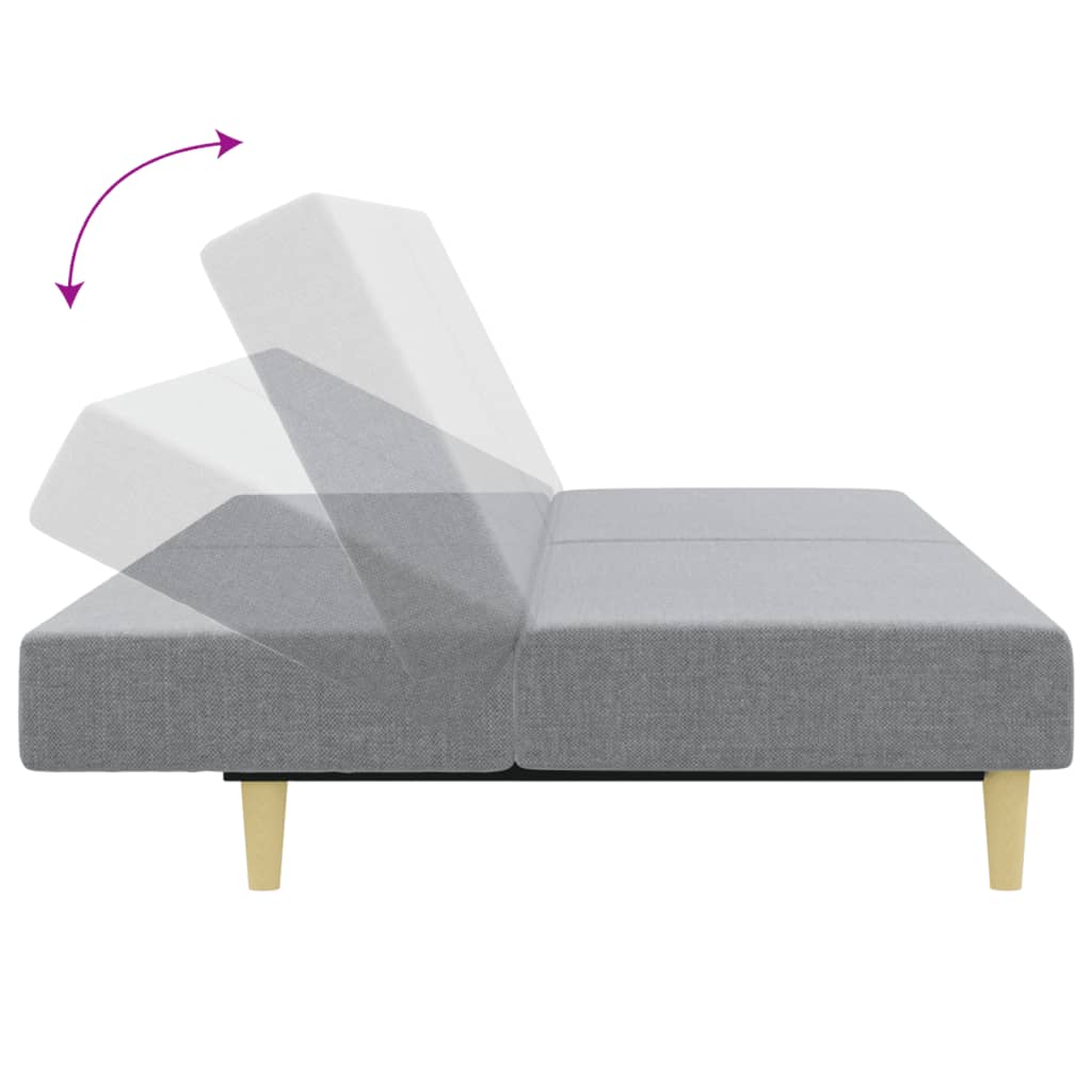 vidaXL Καναπές Κρεβάτι Διθέσιος με Υποπόδιο Ανοιχτό Γκρι Υφασμάτινος