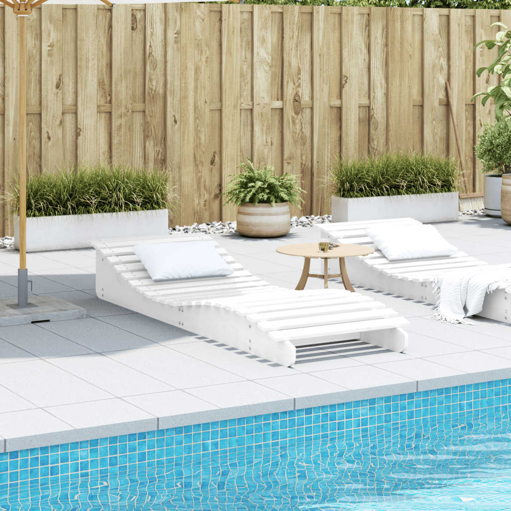 vidaXL Ξαπλώστρα Λευκό 205x70x31,5 εκ. από Μασίφ Ξύλο Πεύκου