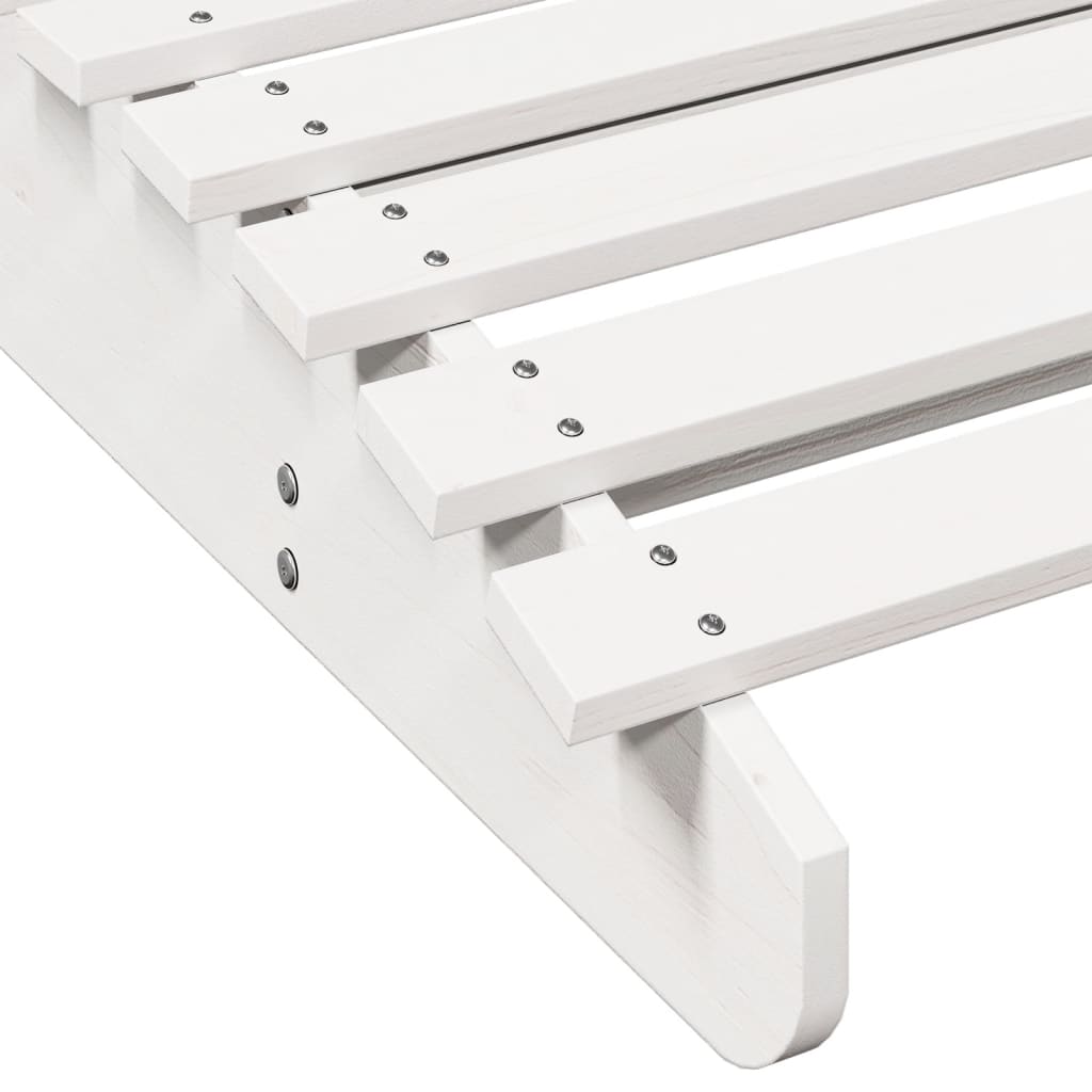 vidaXL Ξαπλώστρα Λευκό 205x110x31,5 εκ. από Μασίφ Ξύλο Πεύκου