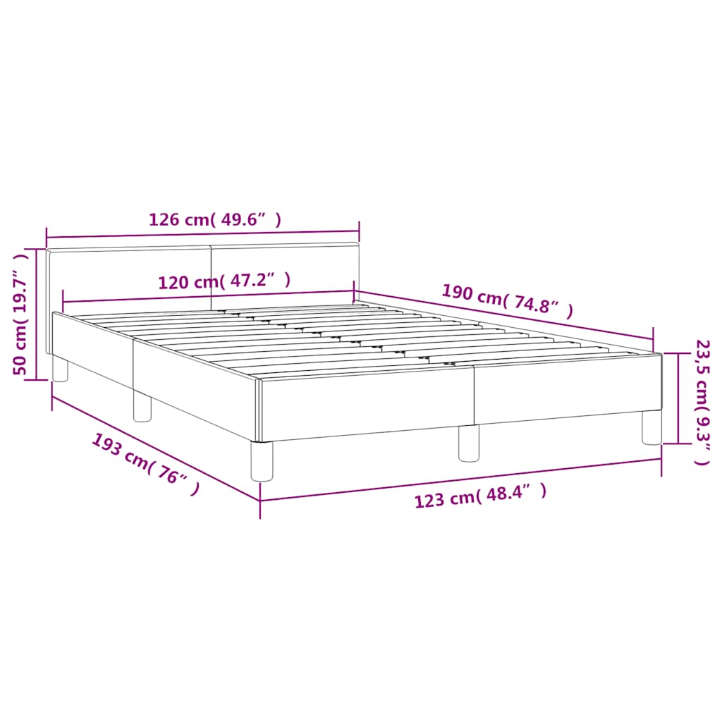 vidaXL Πλαίσιο Κρεβατιού χωρίς στρώμα Κρεμ 120x190 εκ.Συνθ. Δέρμα