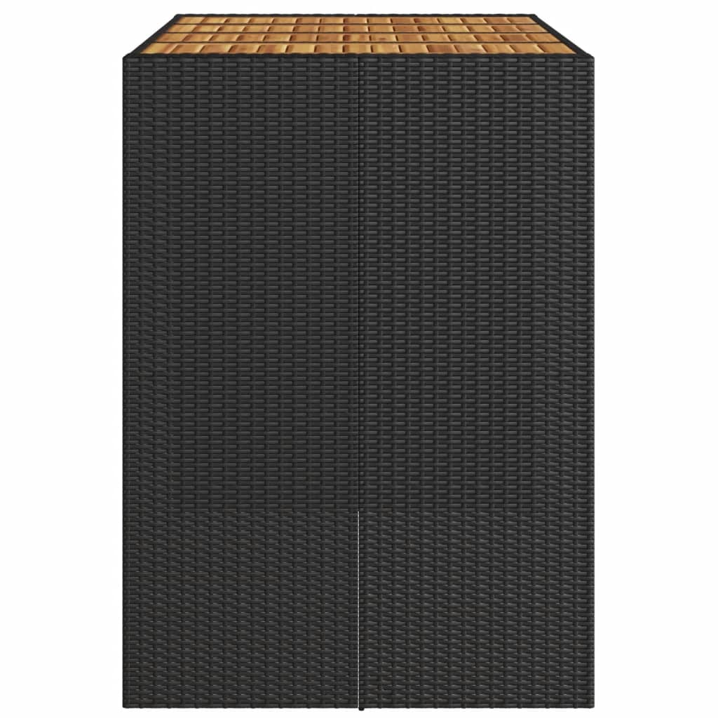vidaXL Τραπέζι Μπαρ Κήπου Επιφ. Ακακίας Μαύρο 105x80x110εκ Συνθ. Ρατάν