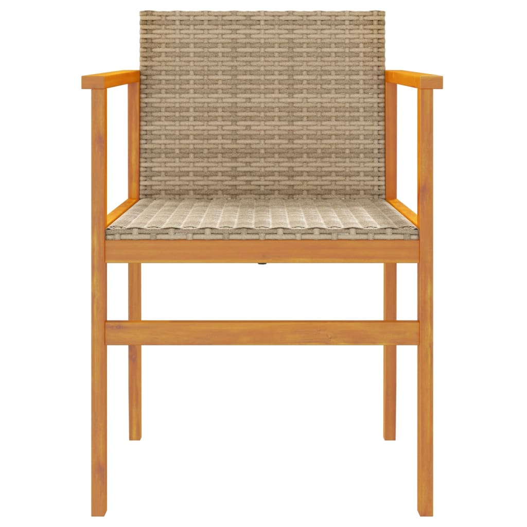 vidaXL Καρέκλες Κήπου 2 τεμ. Μπεζ Συνθετικό Ρατάν και Μασίφ Ξύλο