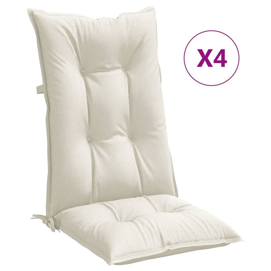 vidaXL Μαξιλάρια Καρέκλας με Πλάτη 4 τεμ. Κρεμ 120x50x7 εκ. Ύφασμα