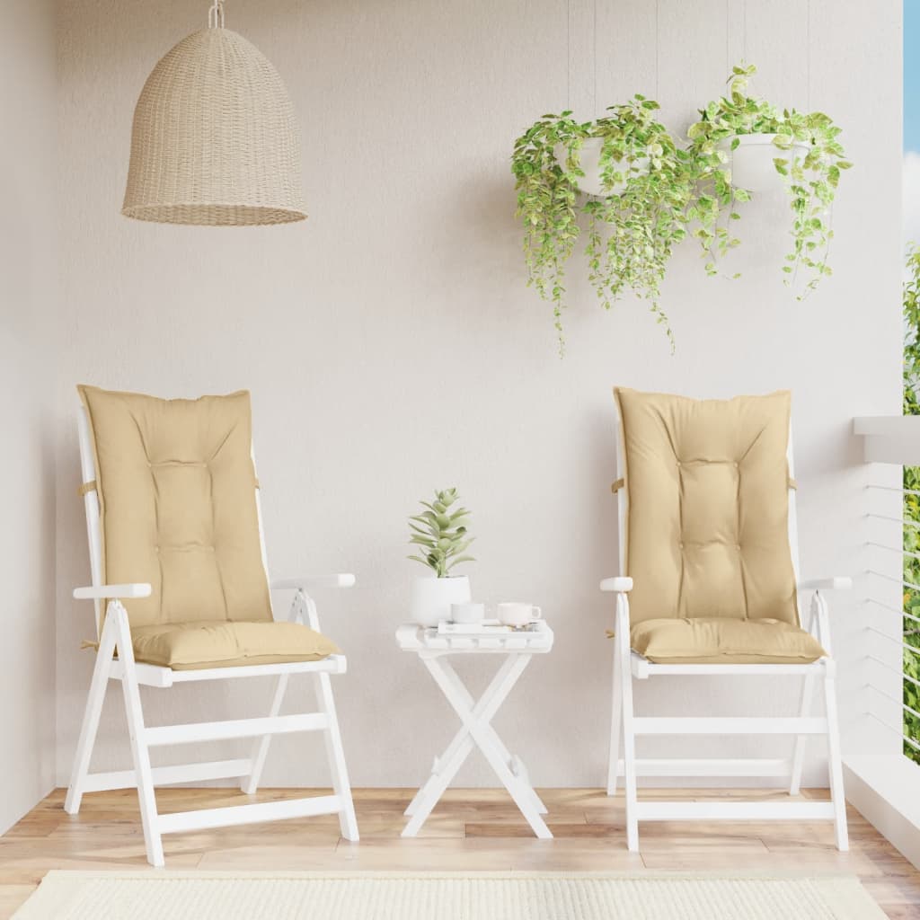 vidaXL Μαξιλάρια Καρέκλας με Πλάτη 2 τεμ. Μπεζ 120x50x7 εκ. Ύφασμα