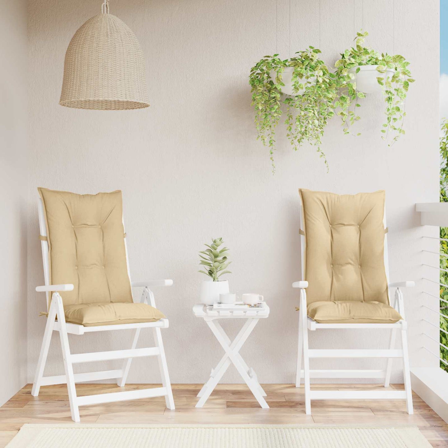 vidaXL Μαξιλάρια Καρέκλας με Πλάτη 2 τεμ. Μπεζ 120x50x7 εκ. Ύφασμα