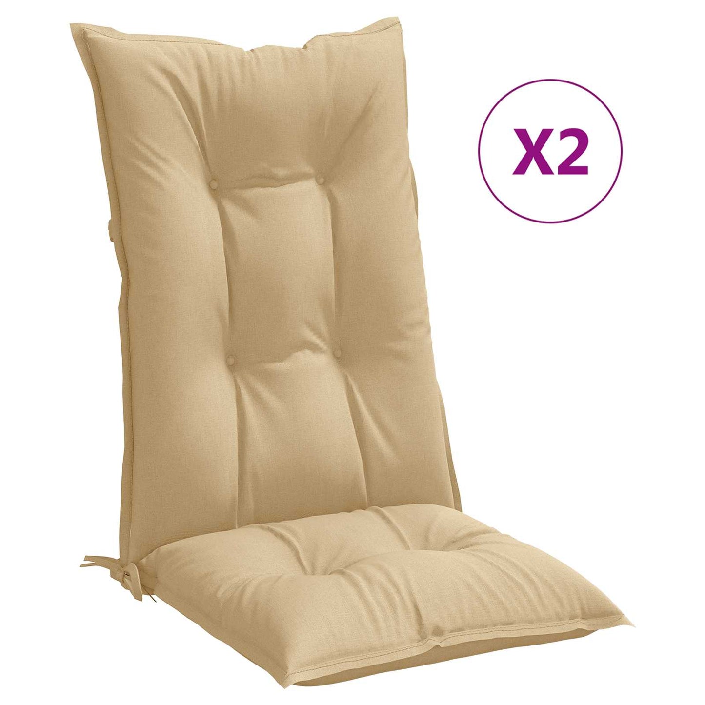 vidaXL Μαξιλάρια Καρέκλας με Πλάτη 2 τεμ. Μπεζ 120x50x7 εκ. Ύφασμα