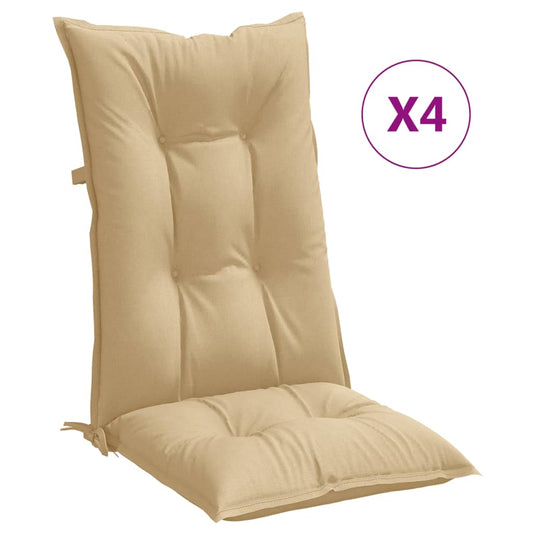 vidaXL Μαξιλάρια Καρέκλας με Πλάτη 4 τεμ. Μπεζ 120x50x7 εκ. Ύφασμα