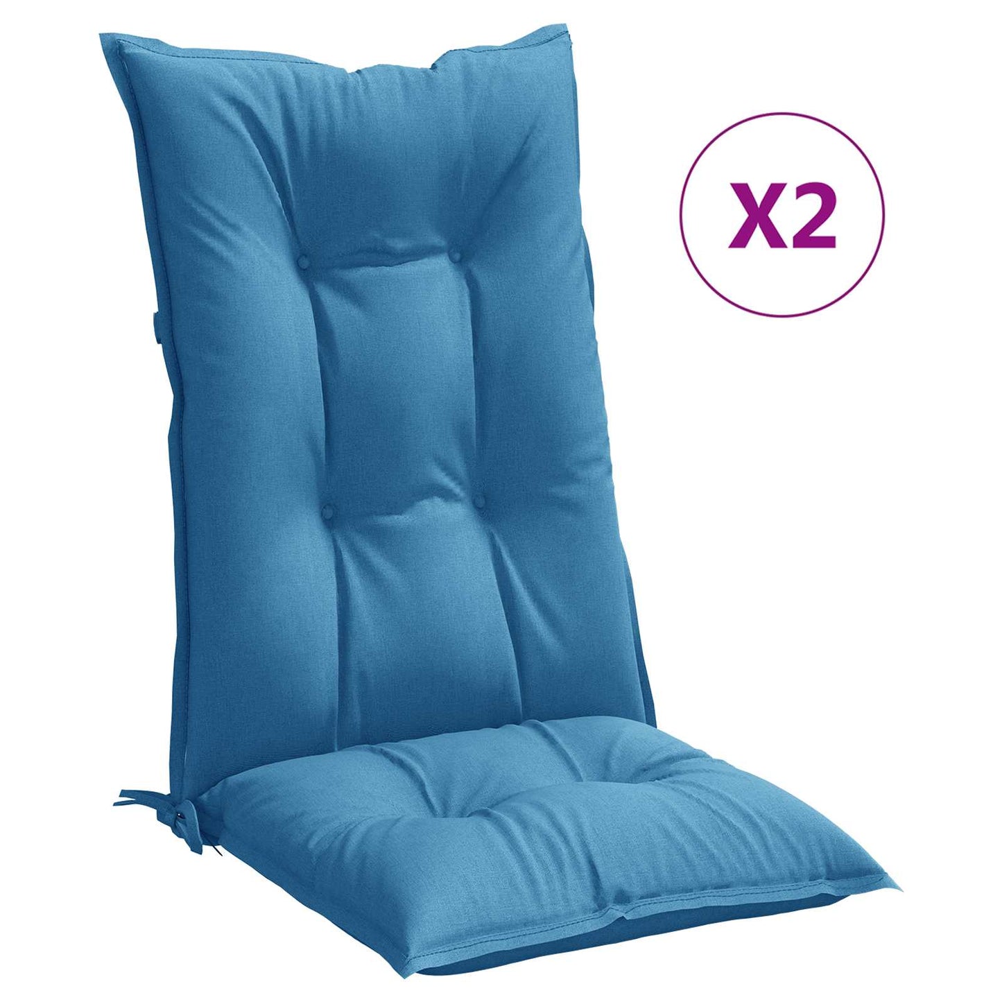 vidaXL Μαξιλάρια Καρέκλας με Πλάτη 2 τεμ. Μπλε 120x50x7 εκ. Ύφασμα