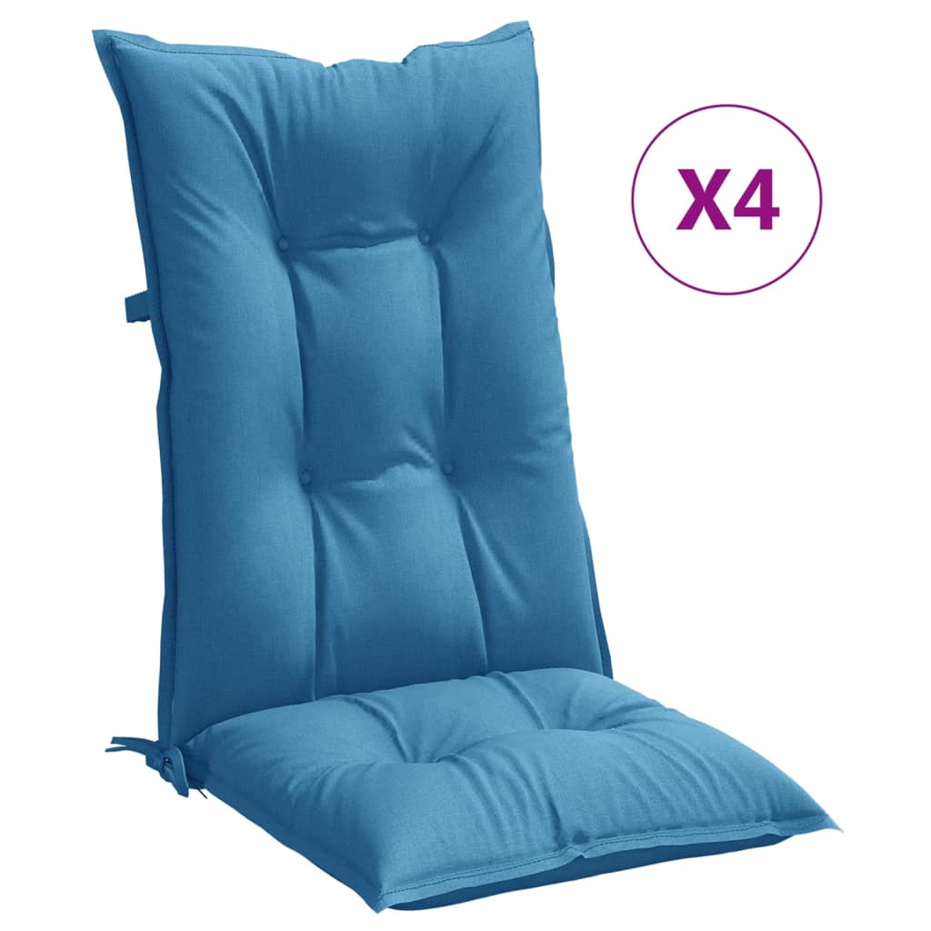 vidaXL Μαξιλάρια Καρέκλας με Πλάτη 4 τεμ. Μπλε 120x50x7 εκ. Ύφασμα