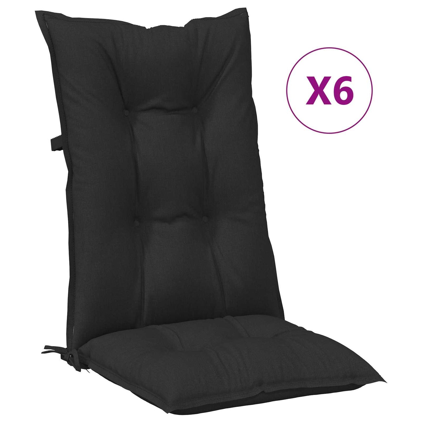 vidaXL Σέτ Μαξιλαριών Καρέκλας Υψηλής Πλάτης 6 pcs Μελανζ Μαύρο