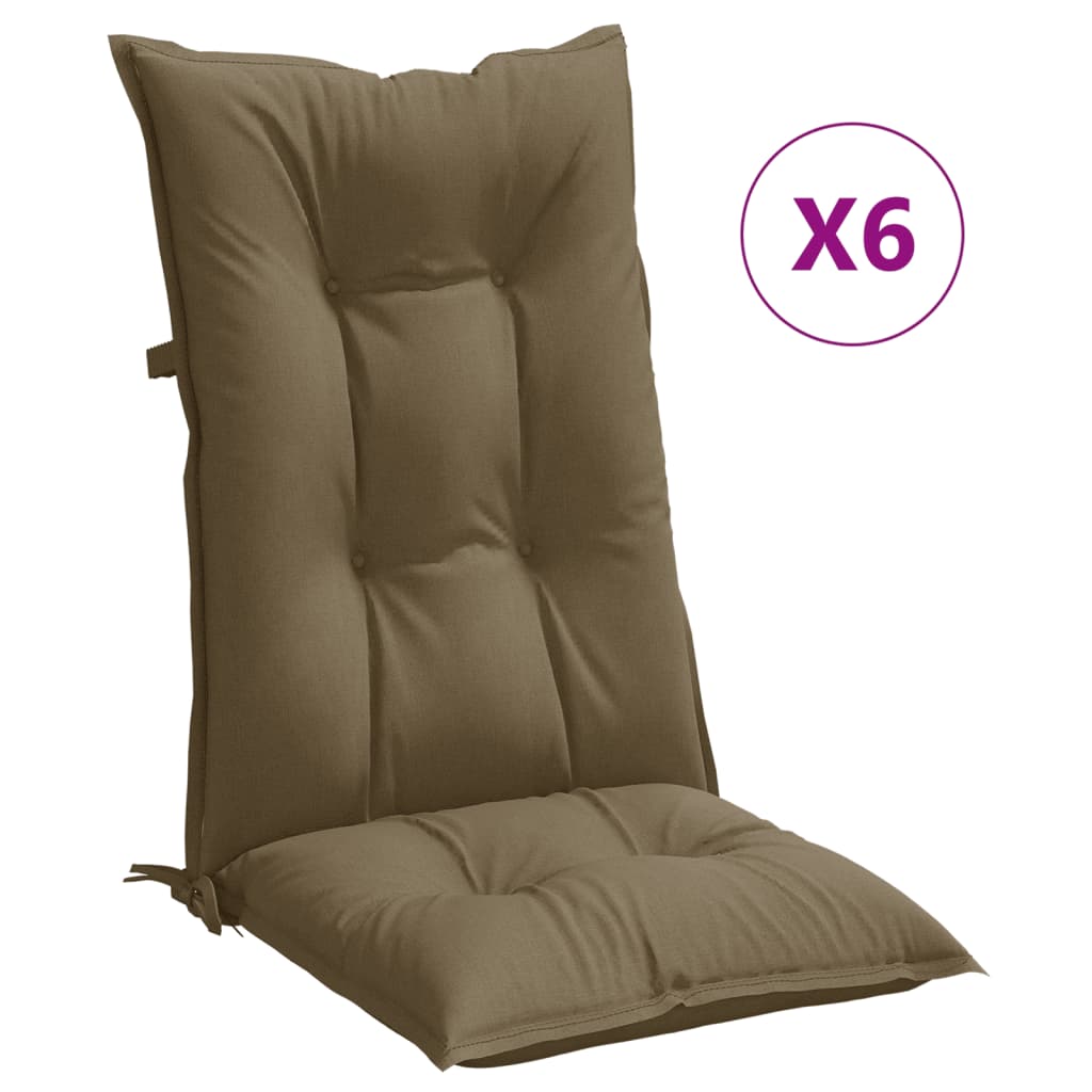 vidaXL Μαξιλάρια Καρέκλας Κήπου Πλάτη 6τεμ Taupe 120x50x7 εκ. Ύφασμα