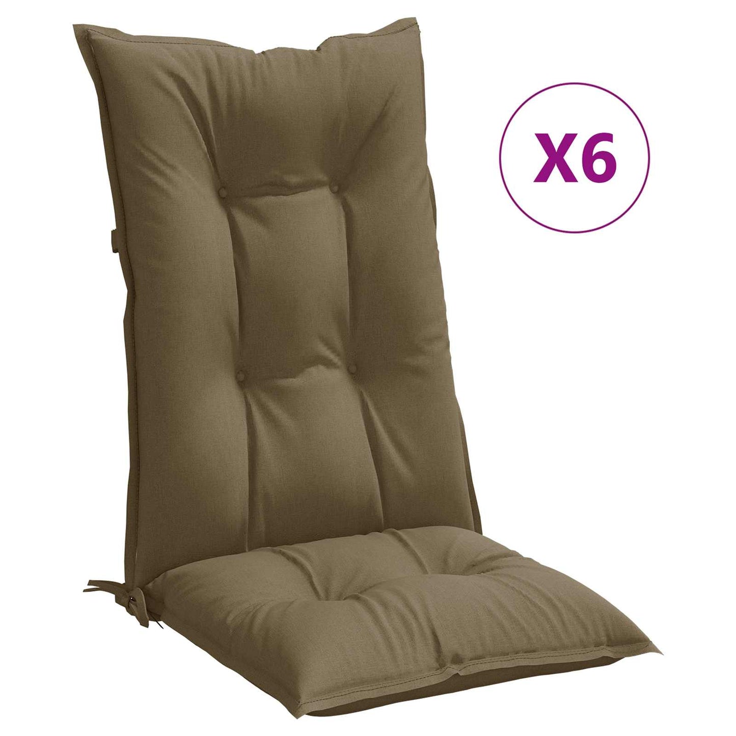 vidaXL Μαξιλάρια Καρέκλας Κήπου Πλάτη 6τεμ Taupe 120x50x7 εκ. Ύφασμα