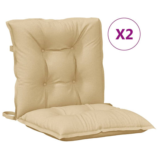 vidaXL Μαξιλάρια Καρέκλας με Πλάτη 2 τεμ. Μπεζ 100x50x7εκ. Ύφασμα