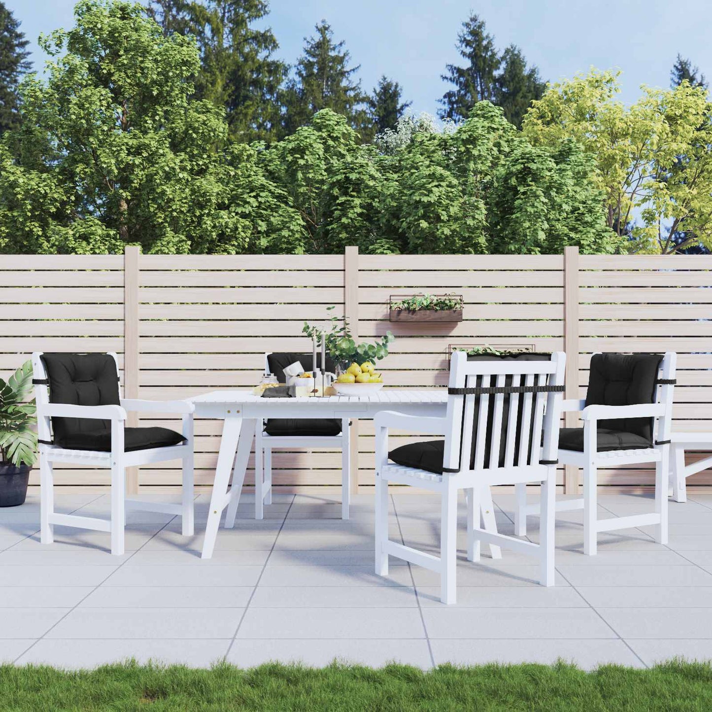 vidaXL Σετ Μαξιλαριών για Χαμηλή Πολυθρόνα 4 pcs Μελανζέ Μαύρο