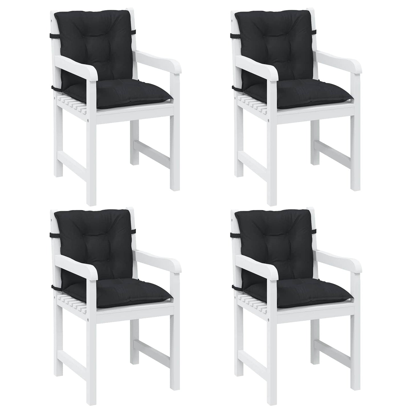 vidaXL Σετ Μαξιλαριών για Χαμηλή Πολυθρόνα 4 pcs Μελανζέ Μαύρο