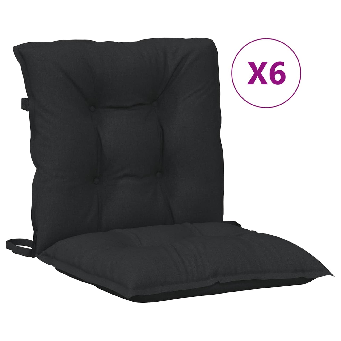 vidaXL Σετ Μαξιλαριών για Χαμηλή Πολυθρόνα 6 pcs Μελανζέ Μαύρο