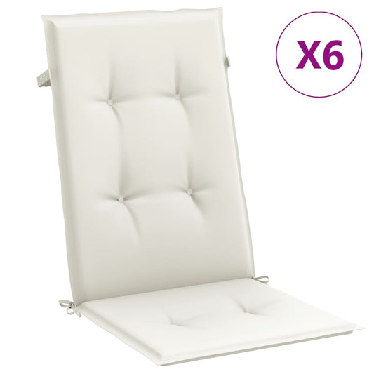vidaXL Μαξιλάρια Καρέκλας με Πλάτη 6 τεμ. Κρεμ 120x50x7 εκ. Ύφασμα