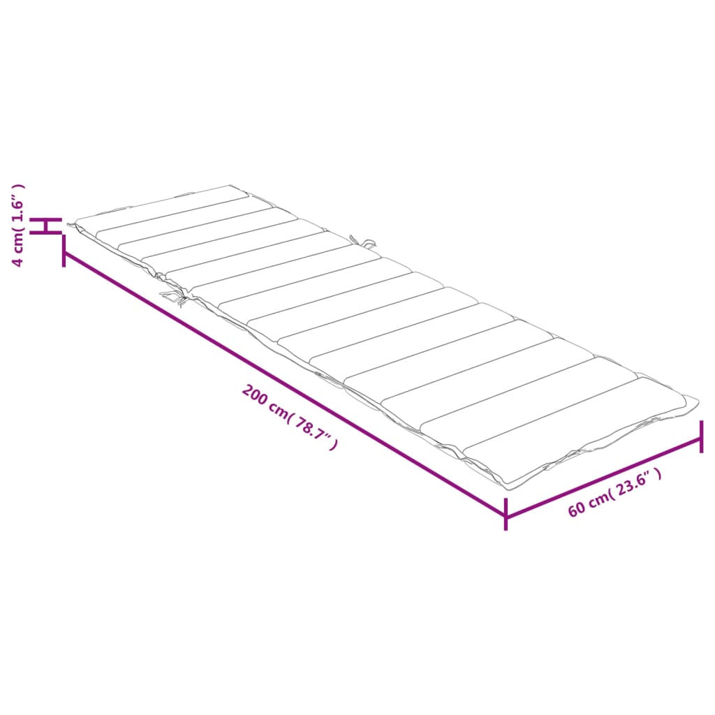 vidaXL Μαξιλάρι Ξαπλώστρας Μπλε 200x60x4 εκ. Ύφασμα