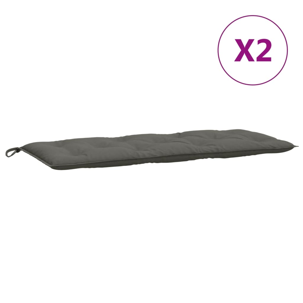 vidaXL Μαξιλάρια Πάγκου Κήπου 2 Τεμ. Σκ. Γκρι Μελανζέ 120x50x7 εκ. Ύφ.