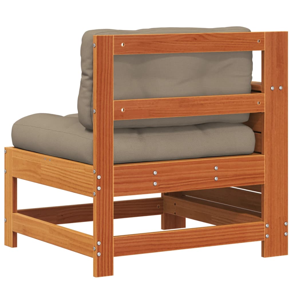 vidaXL Καναπές Κήπου Χωρίς Μπράτσα Καφέ Κεριού Μασίφ Πεύκο με Μαξιλάρι