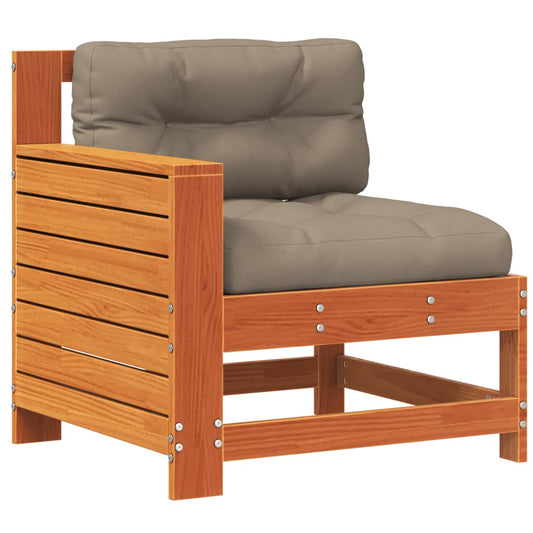 vidaXL Καναπές Κήπου Χωρίς Μπράτσα Καφέ Κεριού Μασίφ Πεύκο με Μαξιλάρι
