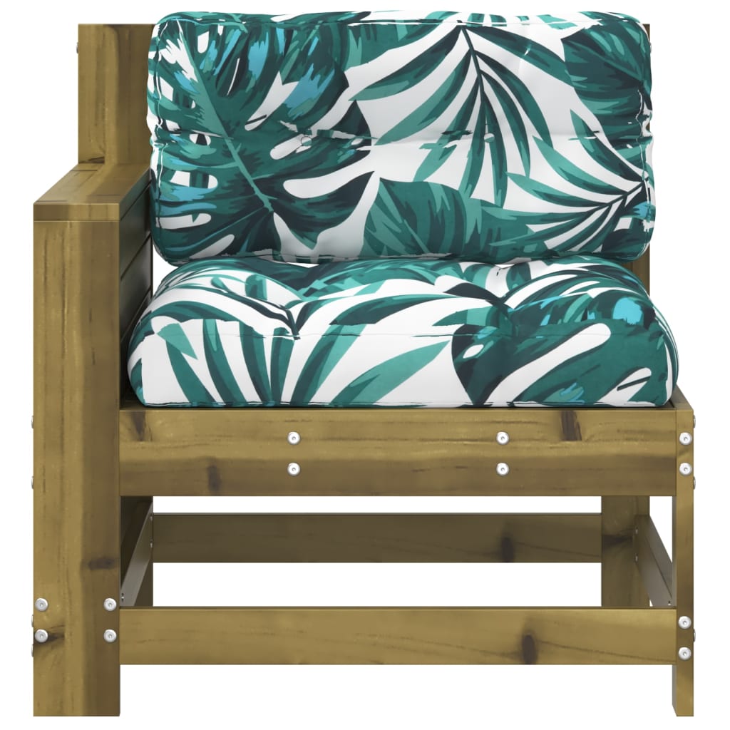 vidaXL Καναπές Κήπου με Μπράτσο Εμποτισμένο Ξύλο Πεύκου με Μαξιλάρι