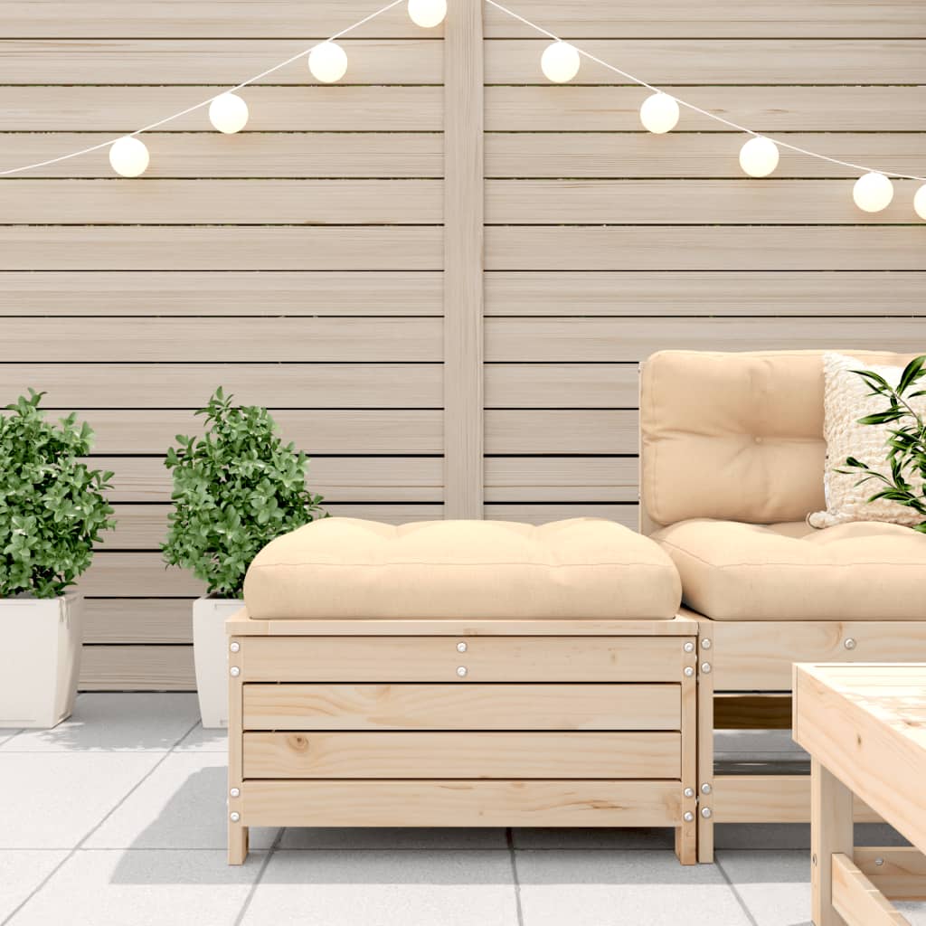 vidaXL Υποπόδιο Κήπου από Μασίφ Ξύλο Πεύκου με Μαξιλάρι