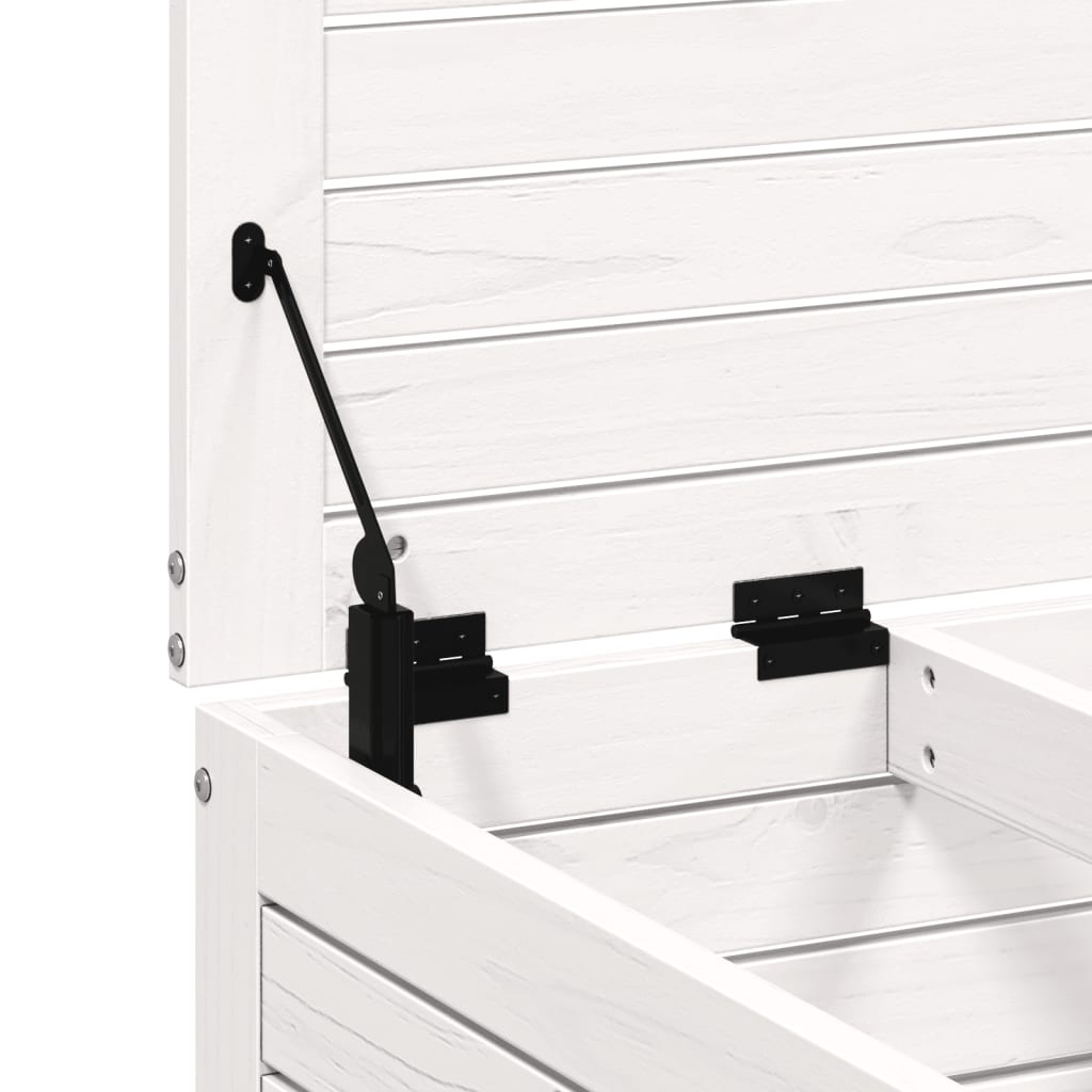 vidaXL Υποπόδιο Κήπου Λευκό από Μασίφ Ξύλο Πεύκου με Μαξιλάρι