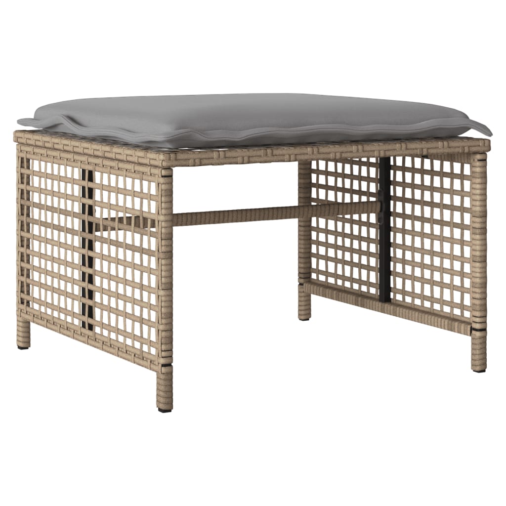 vidaXL Σετ Καναπέ Κήπου 4 τεμ. Μπεζ Συνθ. Ρατάν Γυαλί με Μαξιλάρια