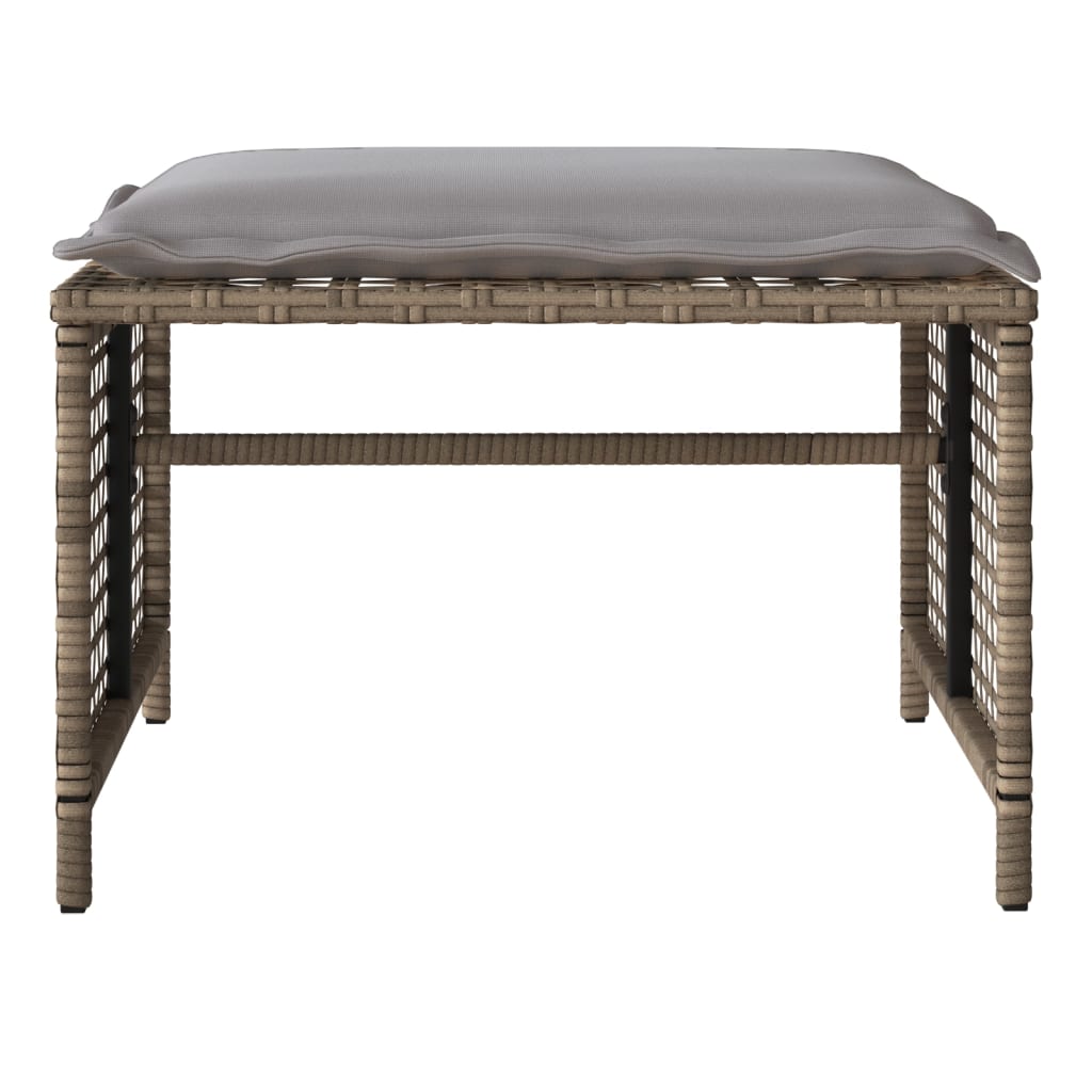 vidaXL Σετ Καναπέ Κήπου 4 τεμ. Μπεζ Συνθ. Ρατάν Γυαλί με Μαξιλάρια