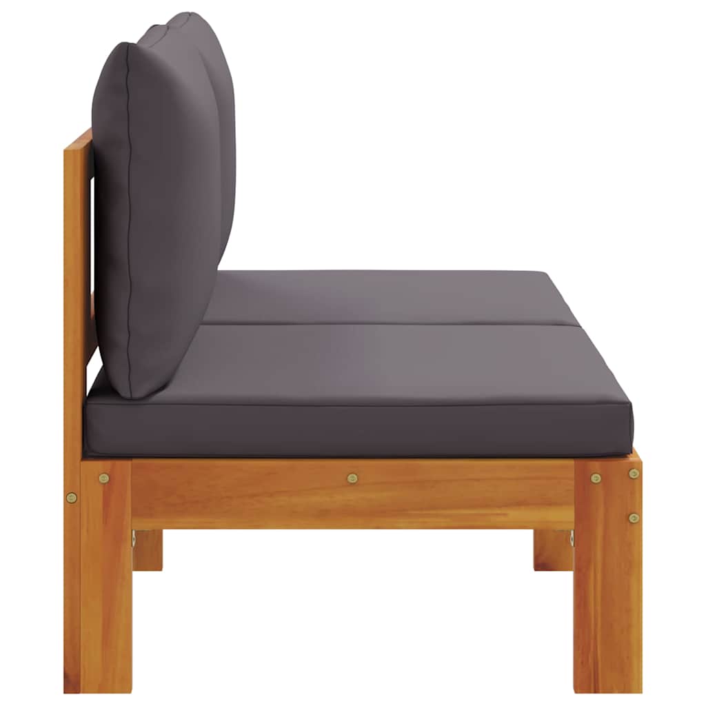 vidaXL Καναπές Κήπου Χωρίς Μπράτσα Διθέσιος Μασίφ Ακακία + Μαξιλάρια