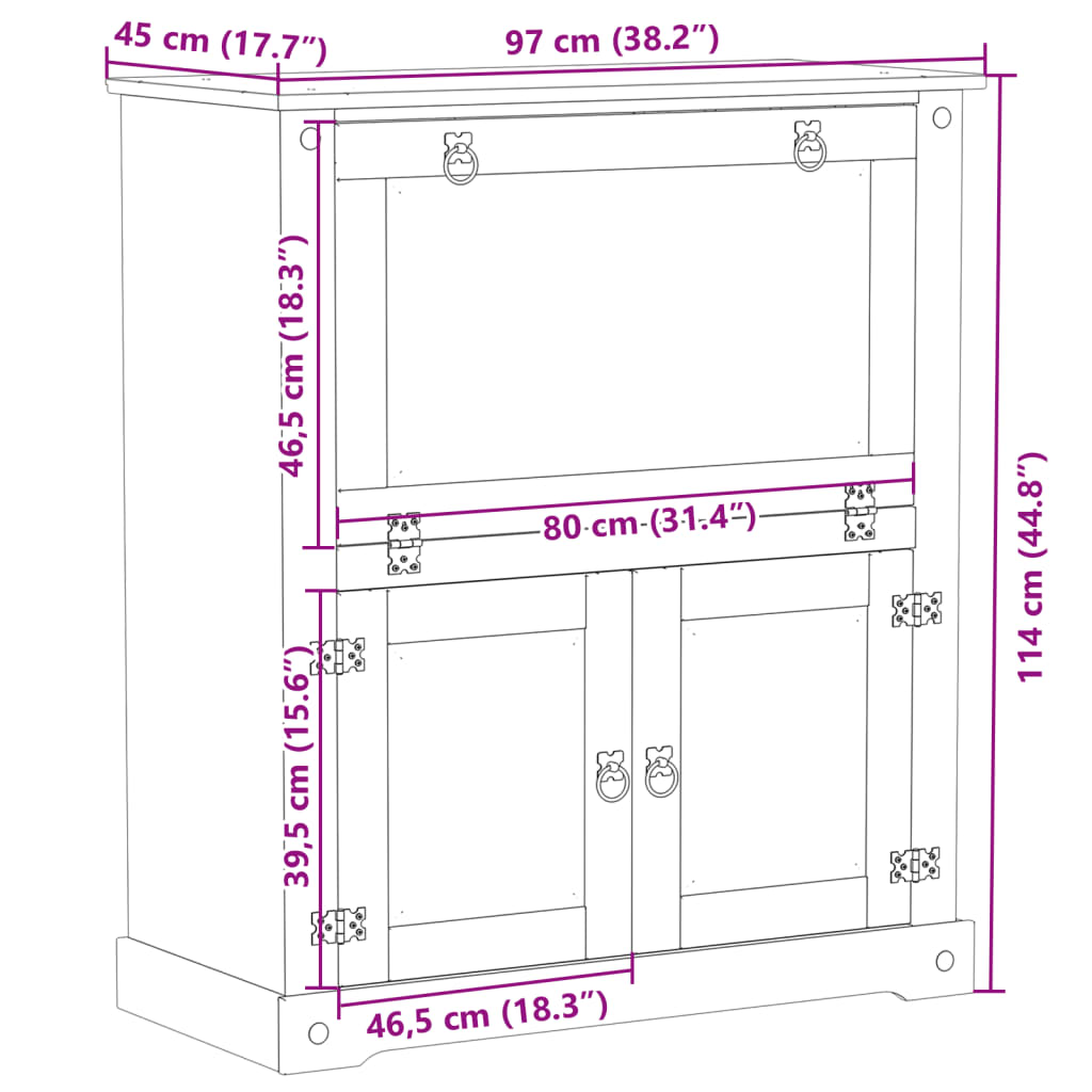 vidaXL Κάβα Κρασιών Corona 97x45x114 εκ. από Μασίφ Ξύλο Πεύκου