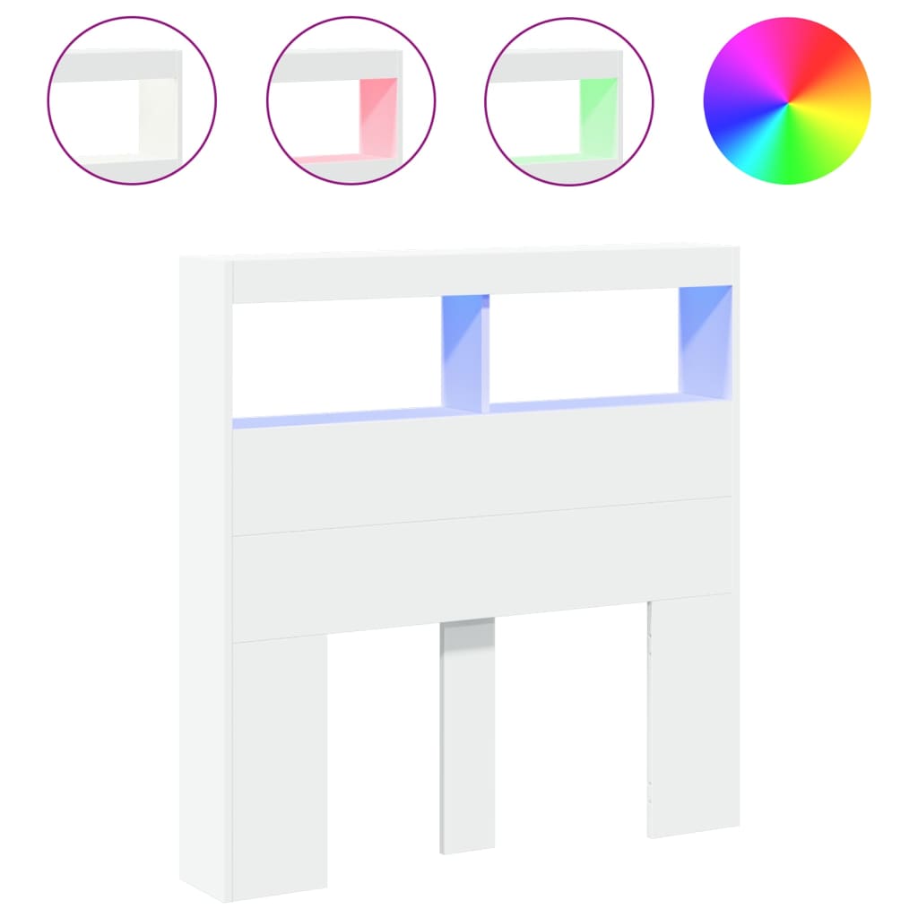 vidaXL Κεφαλάρι με Αποθηκευτικό Χώρο και LED Λευκό 100 x 17 x 102 εκ.