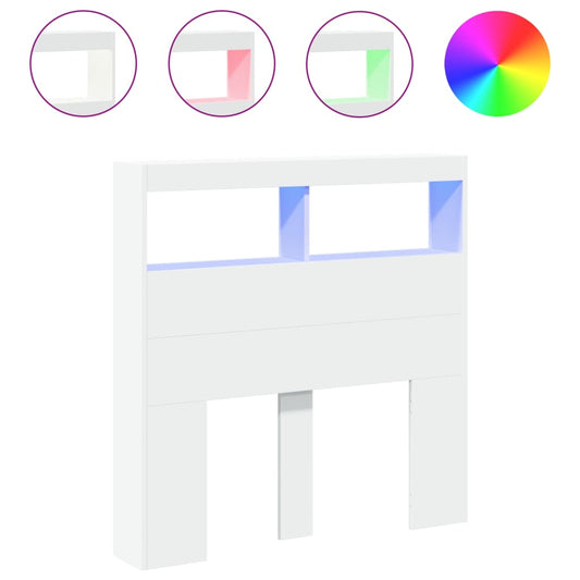 vidaXL Κεφαλάρι με Αποθηκευτικό Χώρο και LED Λευκό 100 x 17 x 102 εκ.
