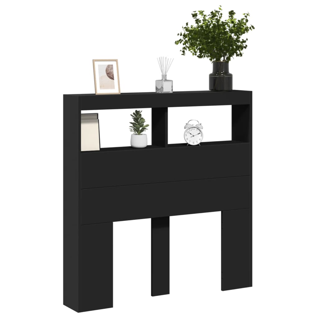 vidaXL Κεφαλάρι με Αποθηκευτικό Χώρο και LED Μαύρο 100 x 17 x 102 εκ.